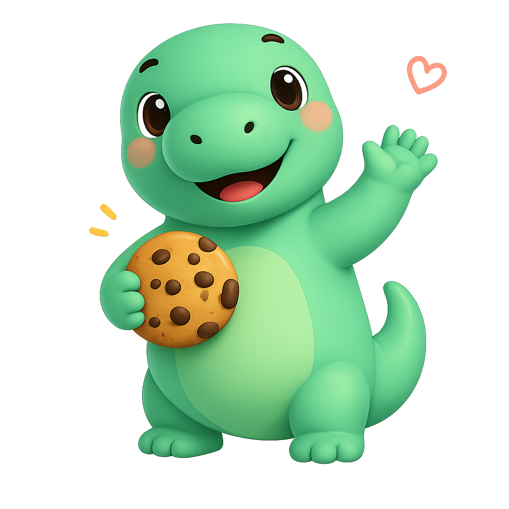 Tino waving with a cookie